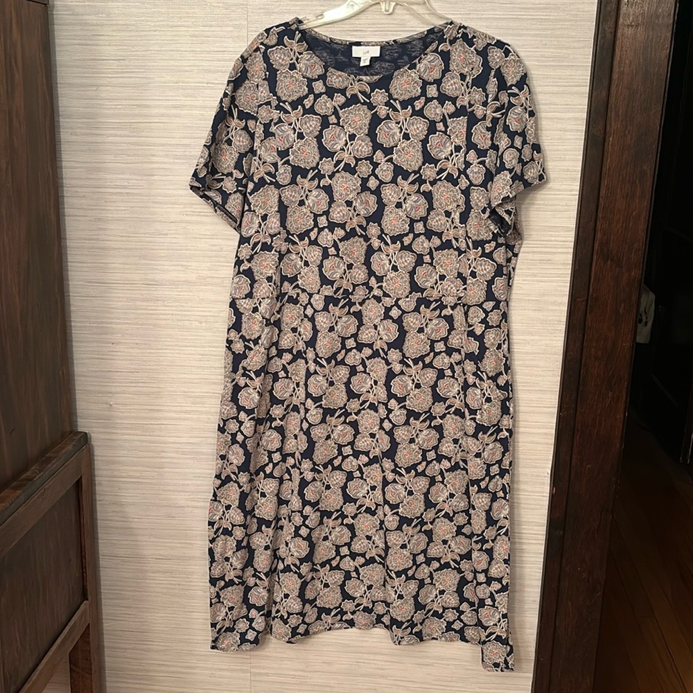 JJill XLT navy floral dress with pockets
